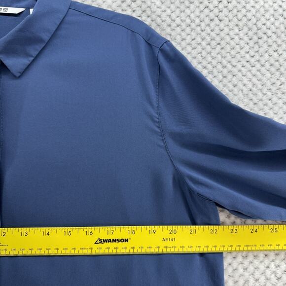 Uniqlo Top Womens XL Blue Rayon Button Front Long Sleeves Career - Picture 11 of 13